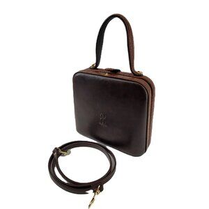 BelleRose Leather Handbag Brown Croc Crossbody Shoulder Frame Purse
